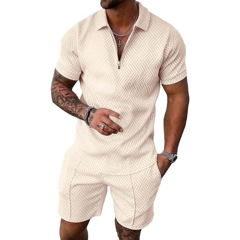 Mens 2 Piece Polo Shirt and Shorts Set | Summer Fashion Tracksuit & Casual Short Sleeve Outfit