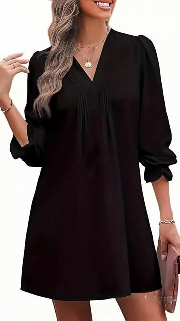 🌸 THE LANTERN RUFFLE DRESS: V-NECK, PLEATED SKIRT, BALLON SLEEVES — YOUR NEW SIGNATURE FOR EFFORTLESS ELEGANCE 🌸