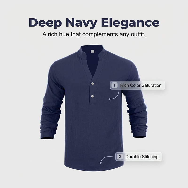 Spring & Autumn Casual Henley T-Shirt for Men
