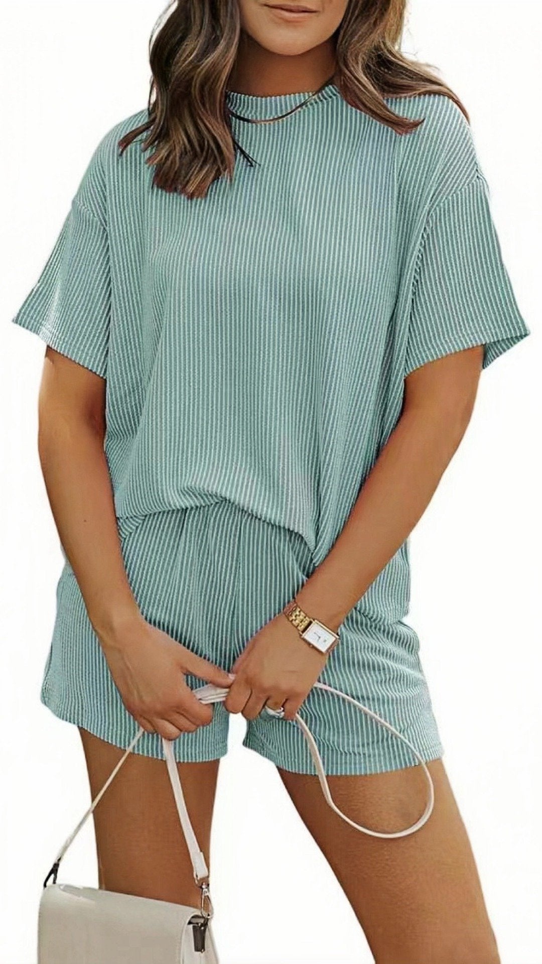🌊 THE STRIPED LOUNGE DUO: 3/4 SLEEVE TOP + POCKET SHORTS — YOUR NEW WEEKEND ESSENTIAL 🌊