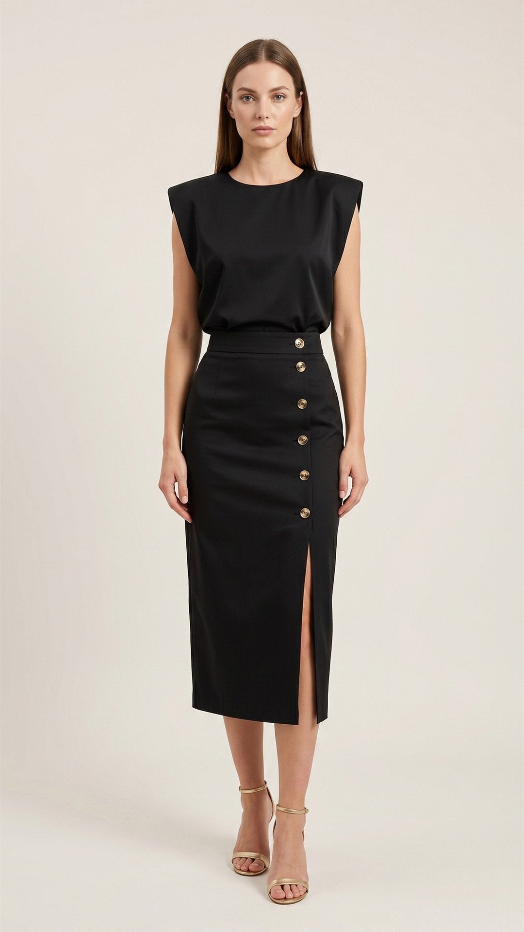 🖤 THE COMMUTER SLIM DRESS: BUTTON FRONT, SIDE SPLIT, MIDI LENGTH — YOUR MOST POLISHED OFFICE-TO-DINNER PIECE 🖤