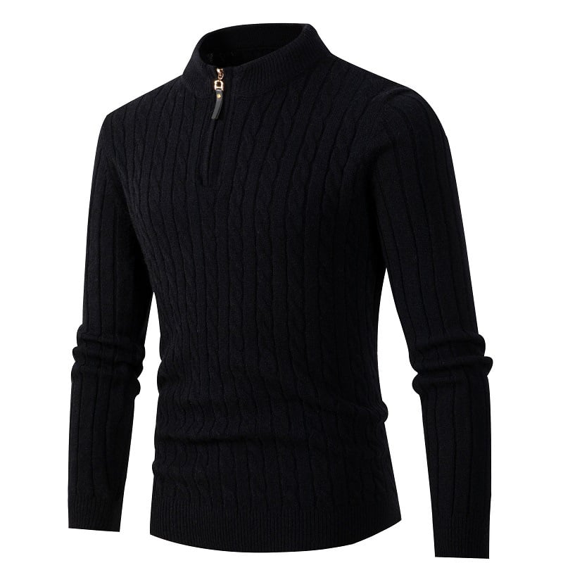 Men’s Half-Zip Knitted Sweater – Warm Cable Knit Pullover for Autumn & Winter 🍂❄️