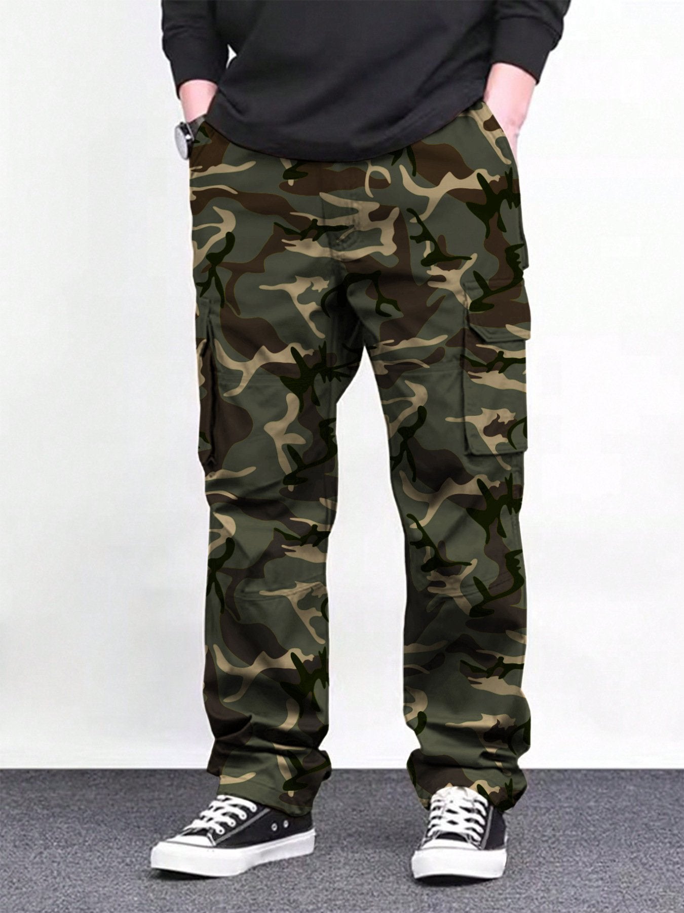 Baggy Retro Cargoes: Men's High Street Loose Straight-Leg Pants