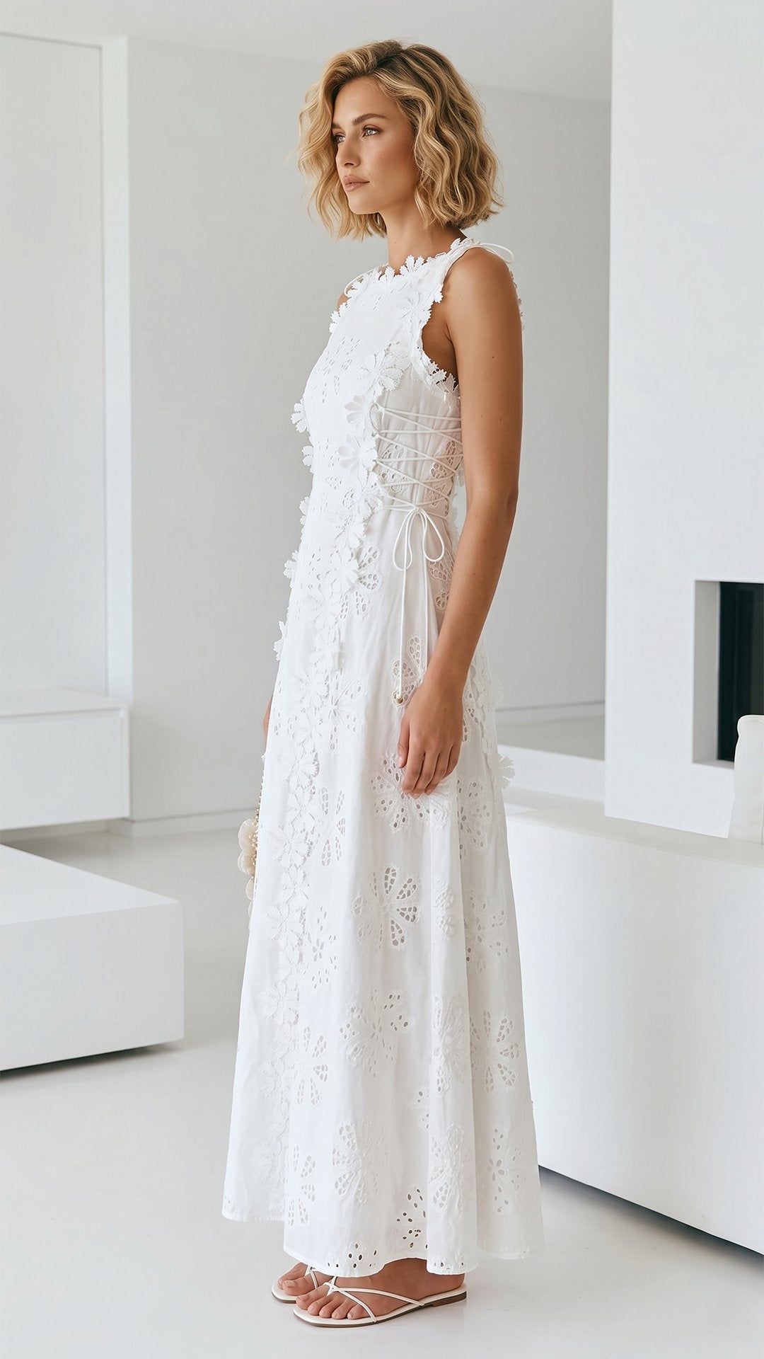 🤍 THE LACE BLOOM MAXI: ADJUSTABLE STRAPS, CROSS-BACK TIES, A-LINE DREAM — YOUR MOST ROMANTIC DRESS FOR EVERY SUN-DRENCHED MOMENT 🤍