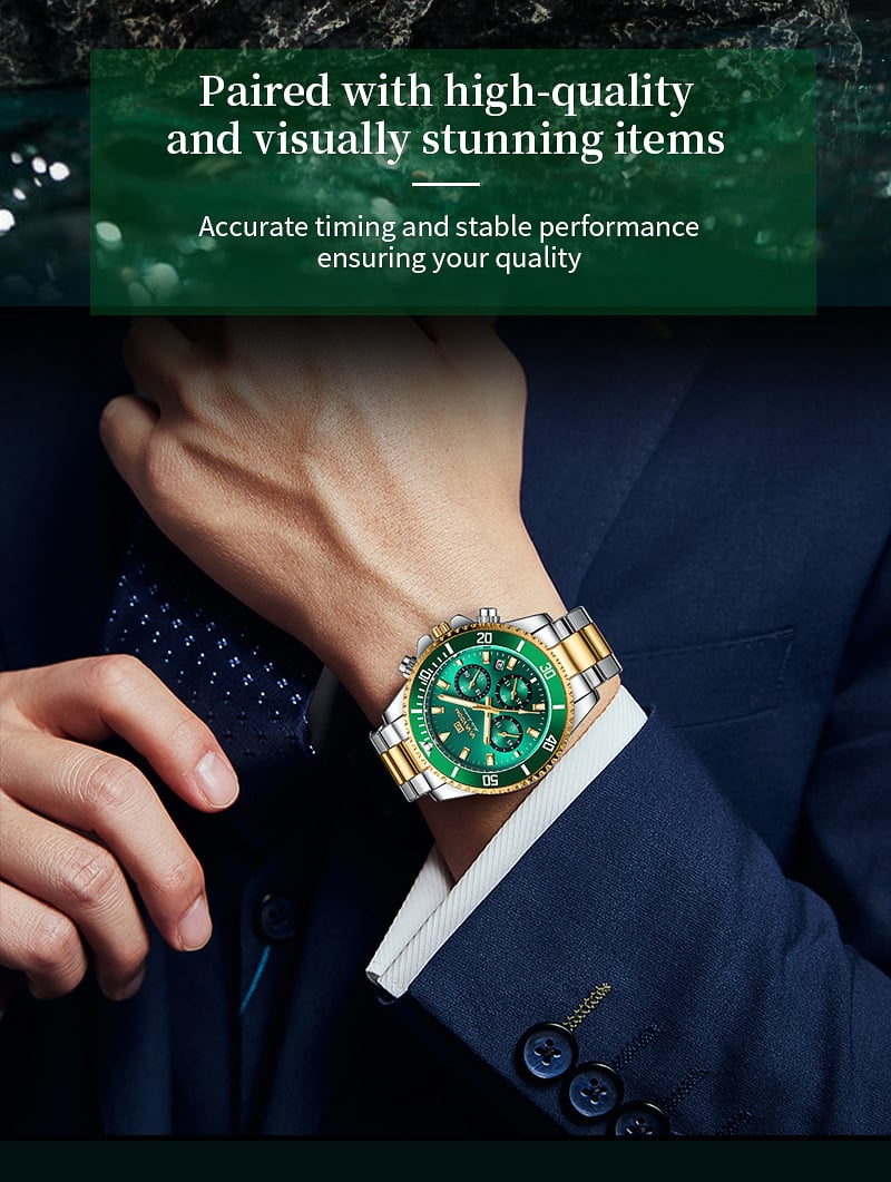 Men's luxury watch with waterproof and luminous dial