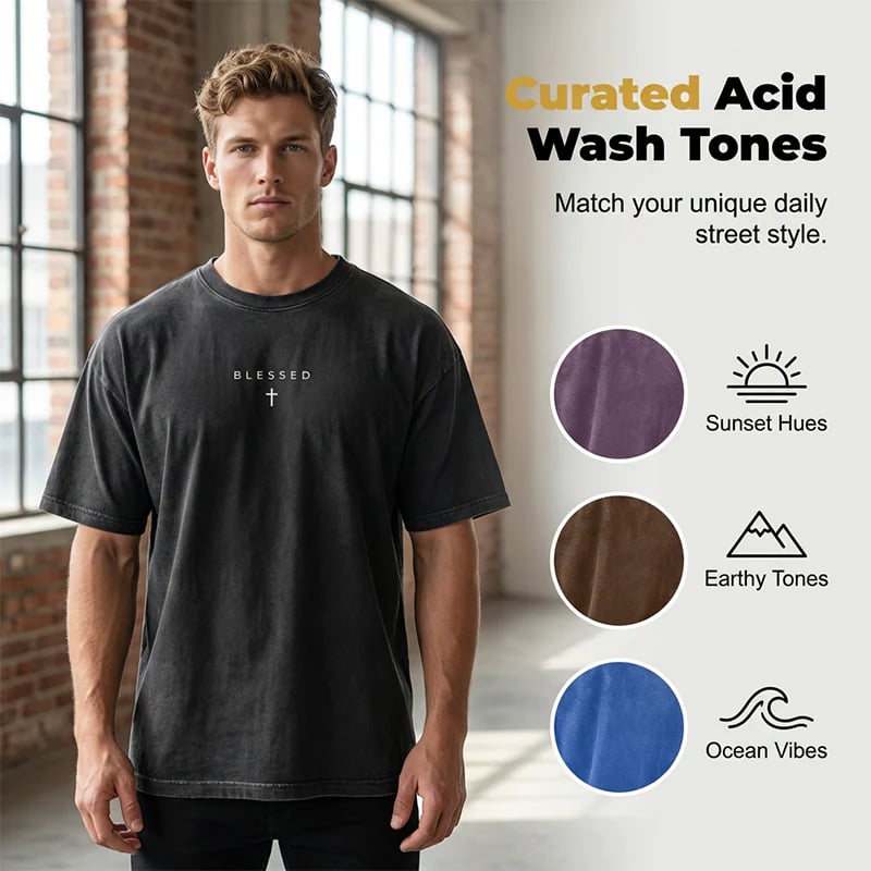 ✝️ Men's Vintage T-Shirt with Cross & Letter Print – Soft Cotton, Relaxed Fit & Perfect for a Classic Casual Look