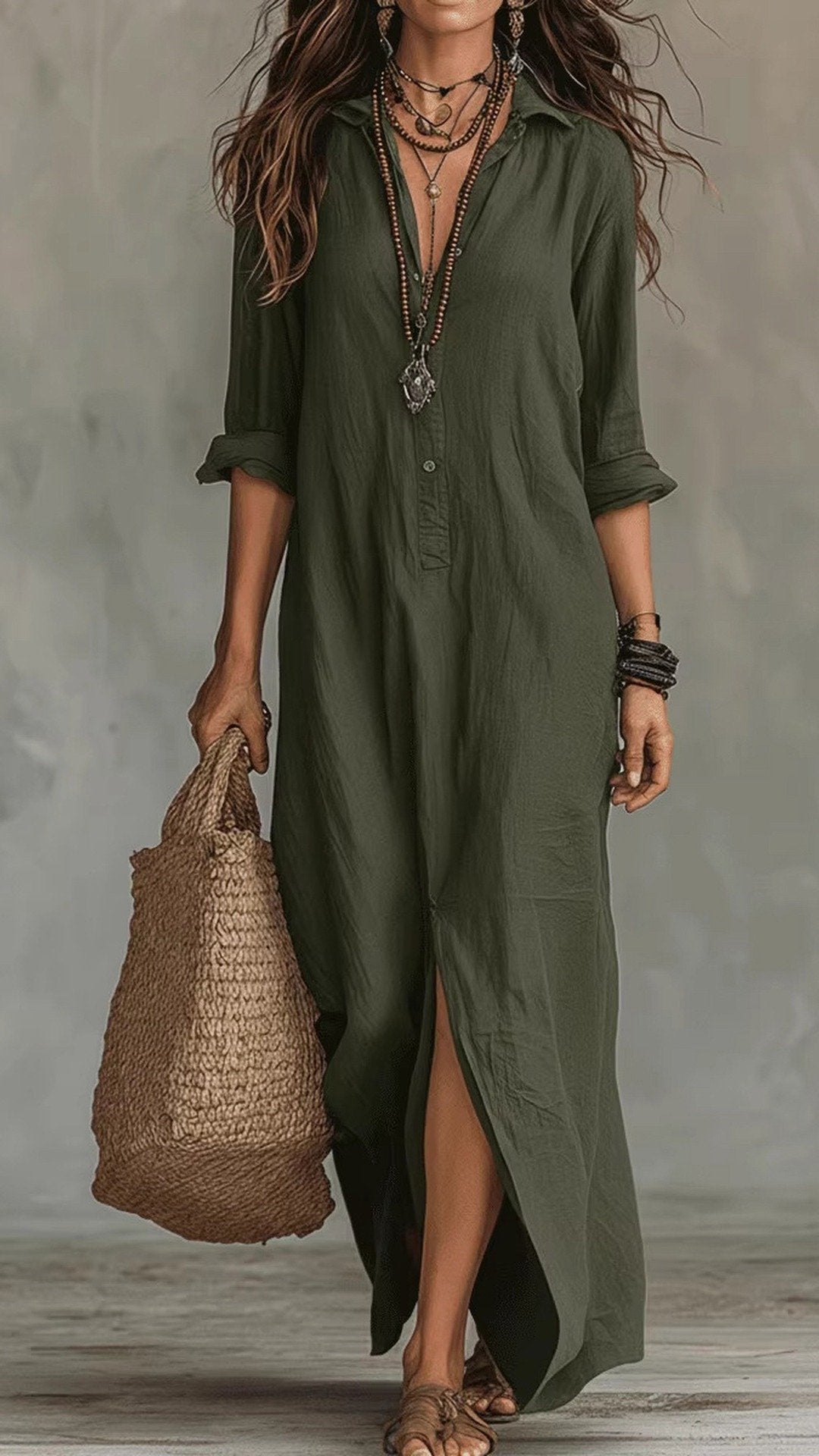 🌿 THE BOHO SHIRT DRESS: FRONT BUTTON, CENTER SPLIT, RELAXED FIT – YOUR 2026 SUMMER ESSENTIAL 🌿