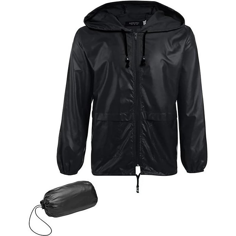 Men's Packable Waterproof Jacket - Lightweight Hooded Raincoat for Hiking & Cycling