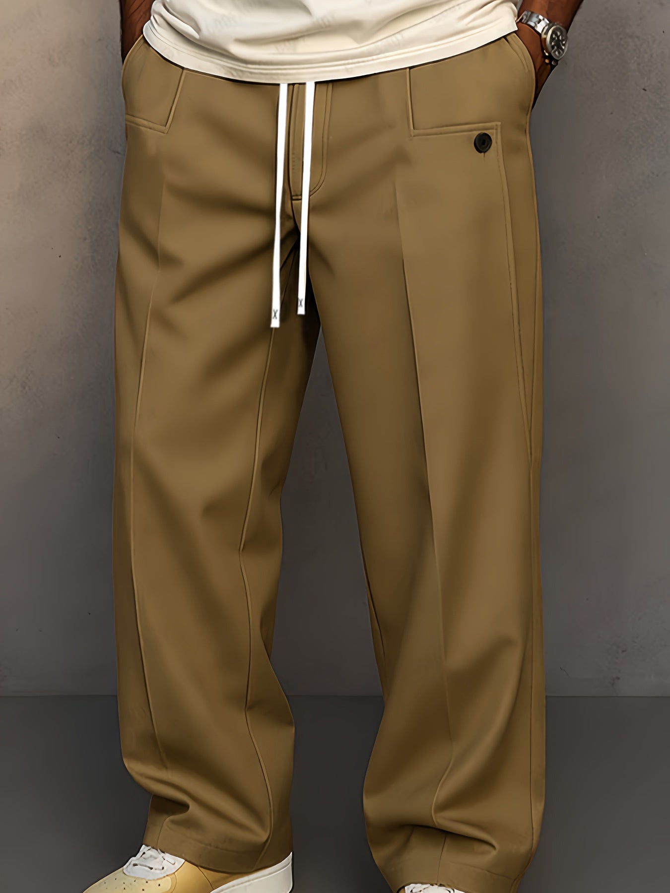 Men's Casual Loose Pleated Straight Pants