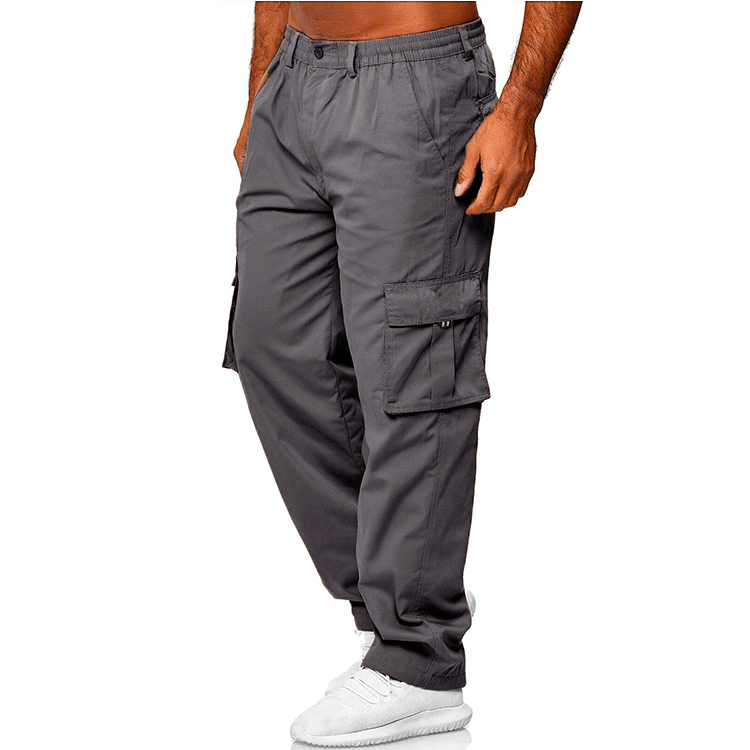 Men's Versatile Utility Cargoes: Elasticated Comfort-Fit Combat Trousers for Work & Leisure