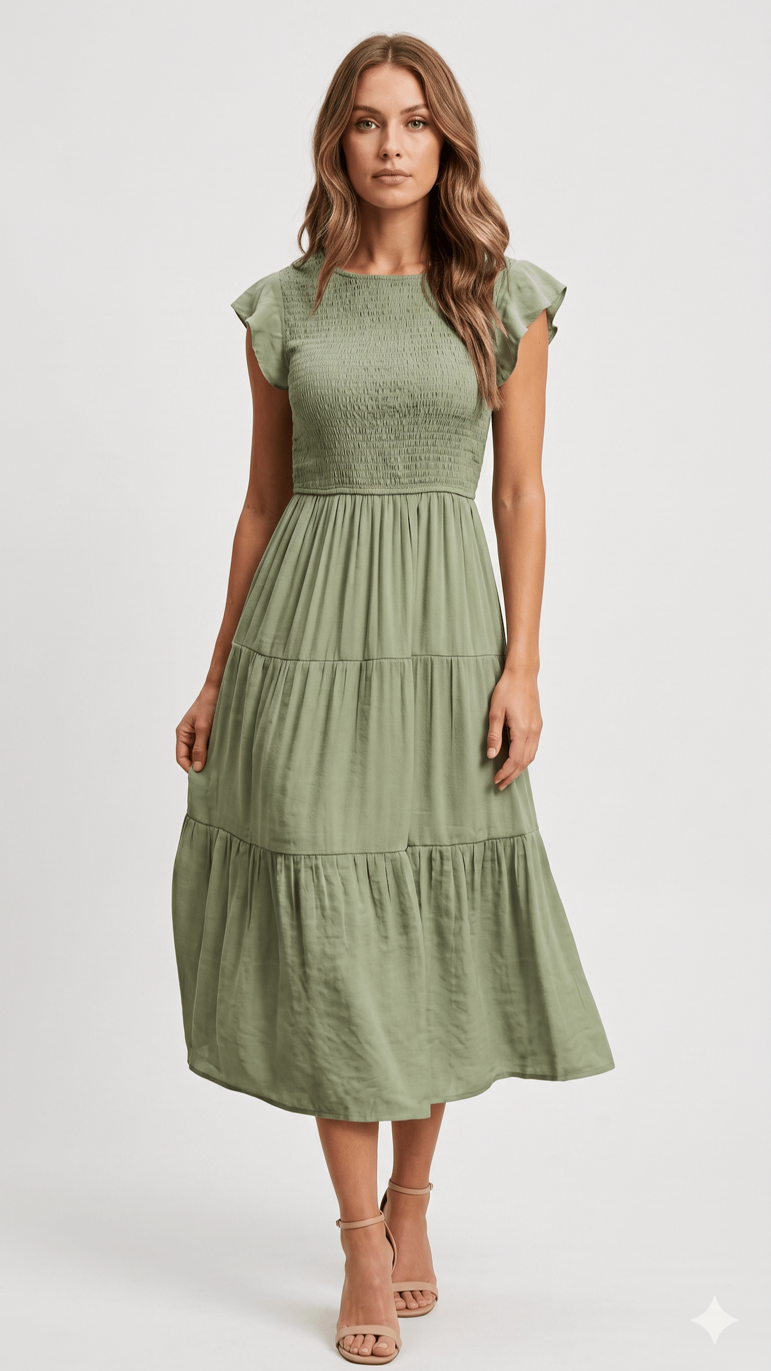 🌸 THE COTTAGECORE SMOCKED MIDI: FLUTTER SLEEVES, TIERED SKIRT, HIGH WAIST — YOUR SWEETEST SUMMER ESSENTIAL 🌸