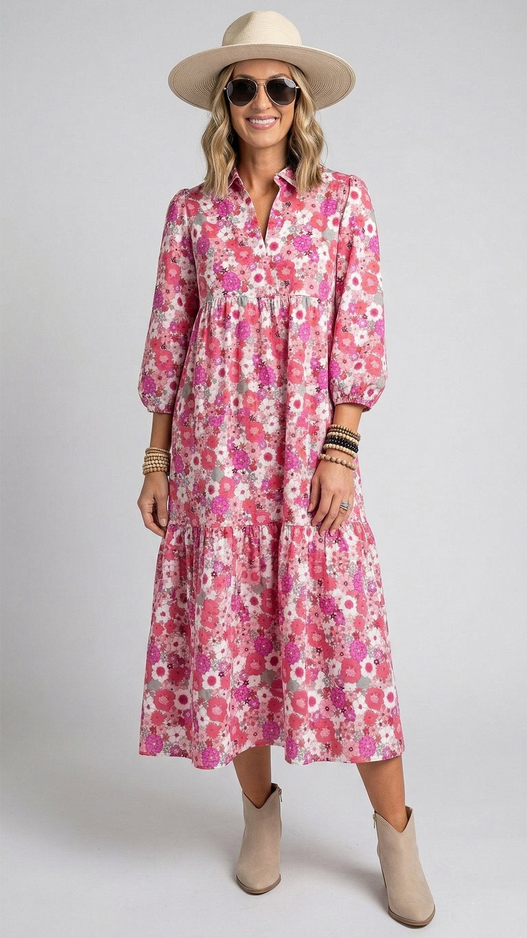 🌸 THE BOHO LANTERN DRESS: V-NECK, PUFF SLEEVES, A-LINE SWING — YOUR SUMMER SOULMATE 🌸