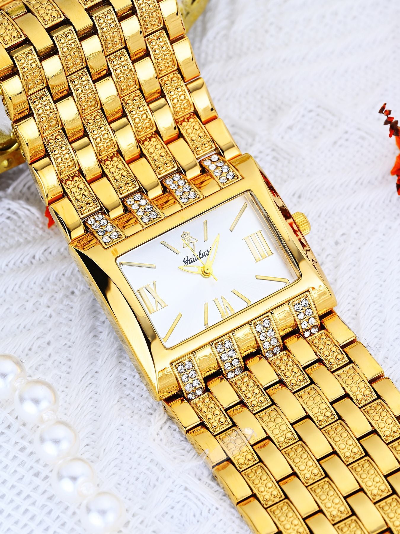 Luxury Diamond-Set Women's Watch with a Square Dial
