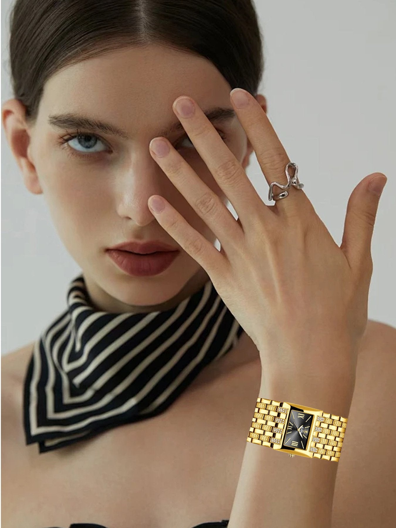 Luxury Diamond-Set Women's Watch with a Square Dial