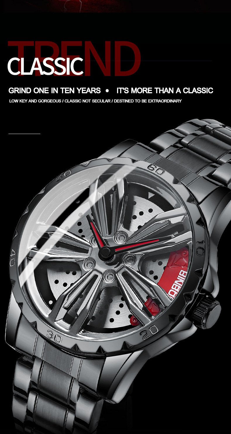 Men's Racing Steering Wheel Watch Water-resistant with luminous hands Adjustable strap
