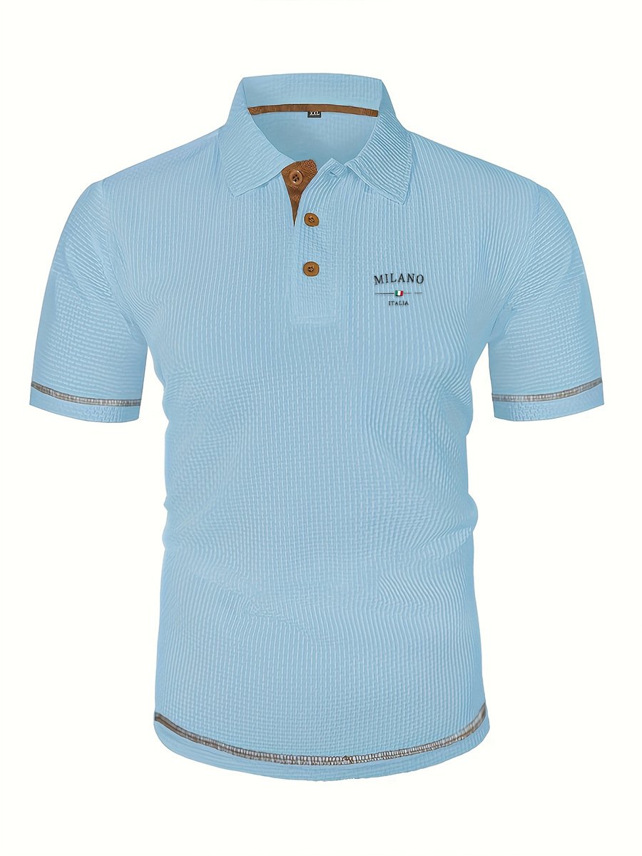 Men's Casual Polo Shirts Classic Short Sleeve Basic Button T-Shirt
