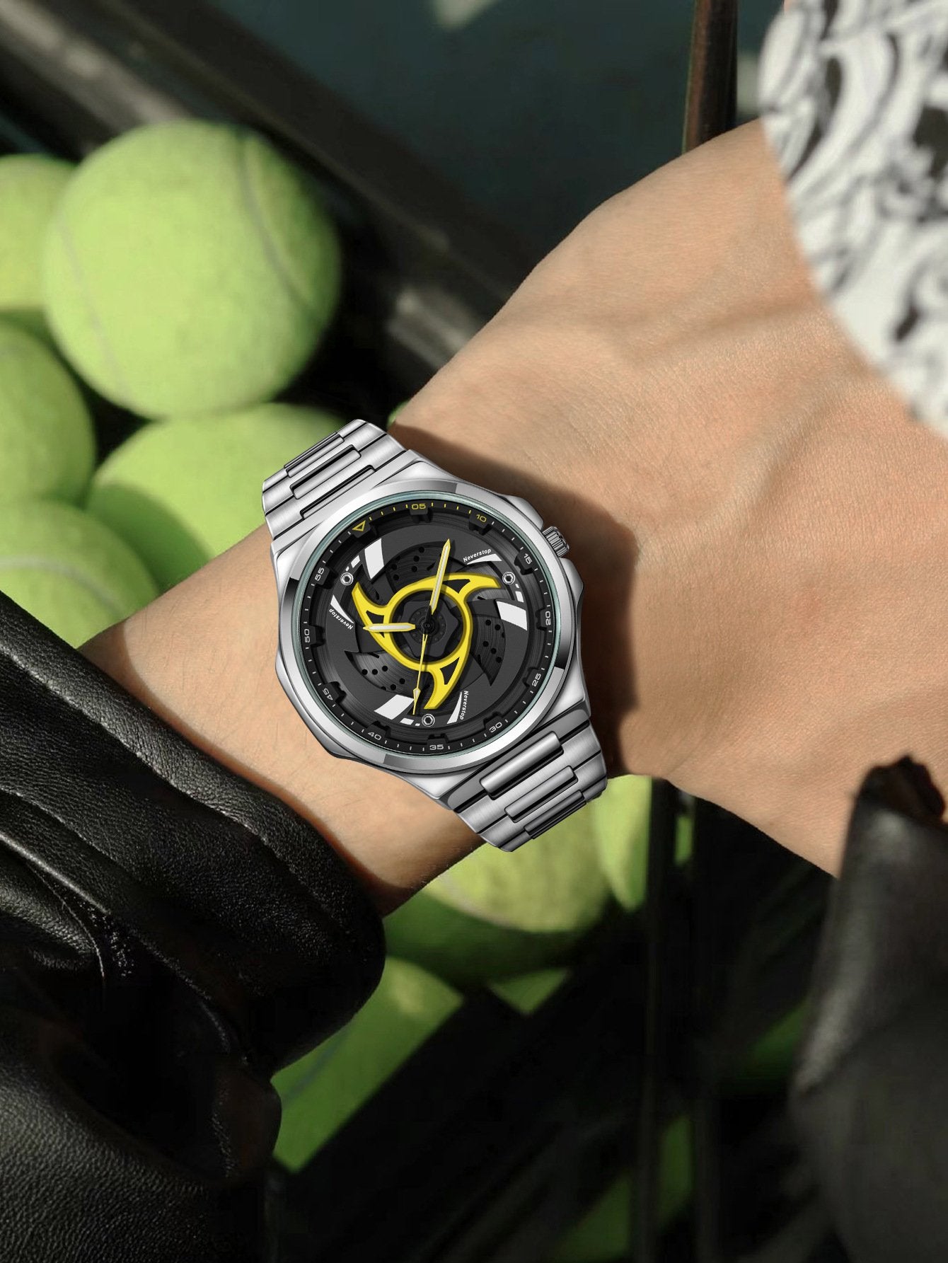 Men's Sports Quartz Watch with 360-Degree Rotating Bezel