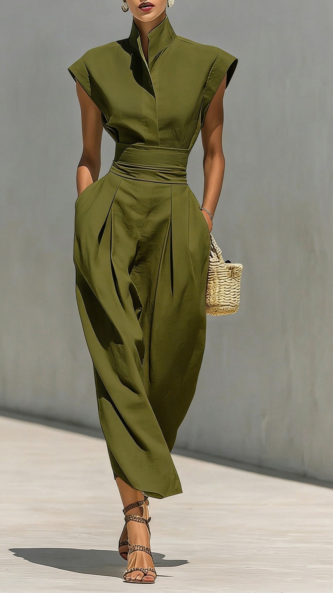 🌾 THE CINCHED SHIFT DRESS: HIGH NECK, SLEEVELESS, WIDE BELT — YOUR NEW POWER SILHOUETTE 🌾