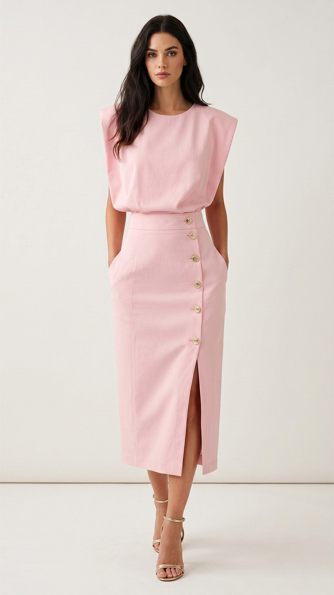 🖤 THE COMMUTER SLIM DRESS: BUTTON FRONT, SIDE SPLIT, MIDI LENGTH — YOUR MOST POLISHED OFFICE-TO-DINNER PIECE 🖤