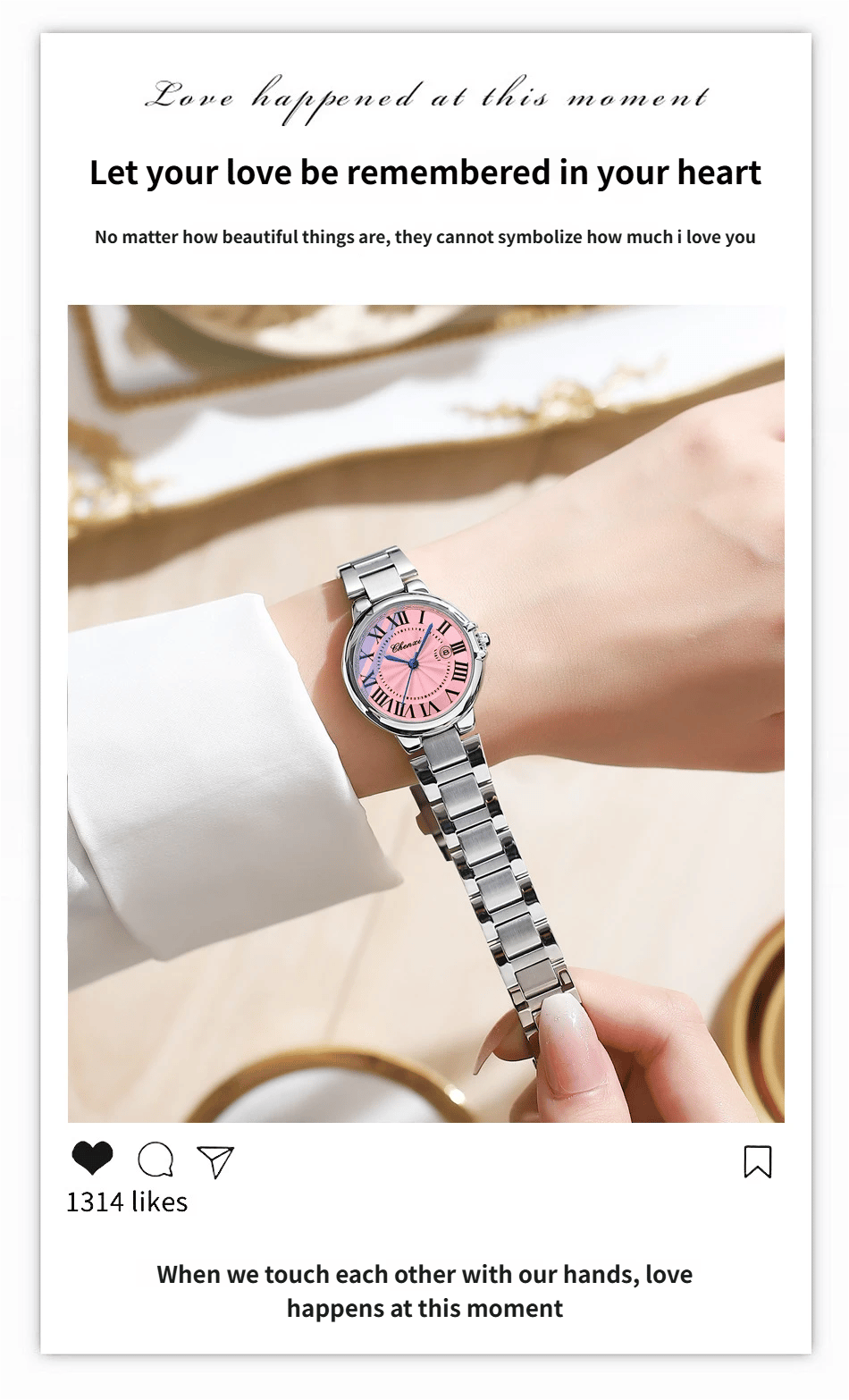 Calendar Blue-Handed Steel Bracelet Watch Water-Resistant Timepiece