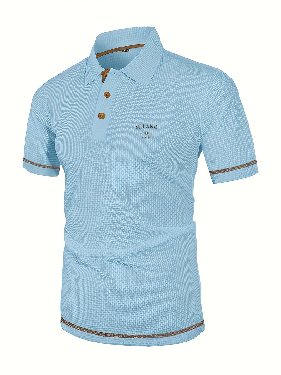 Men's Casual Polo Shirts Classic Short Sleeve Basic Button T-Shirt