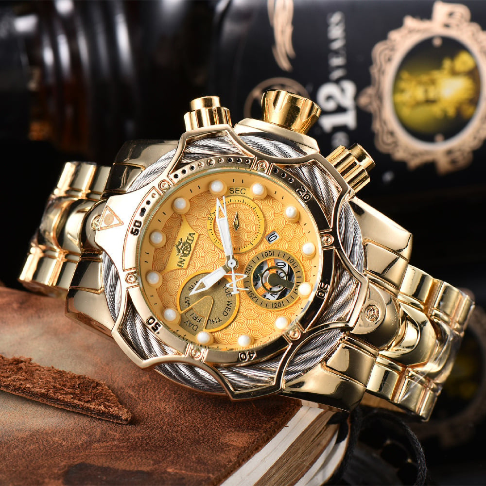 Men's Watch: Large-Dial Steel-Strap Sports Watch