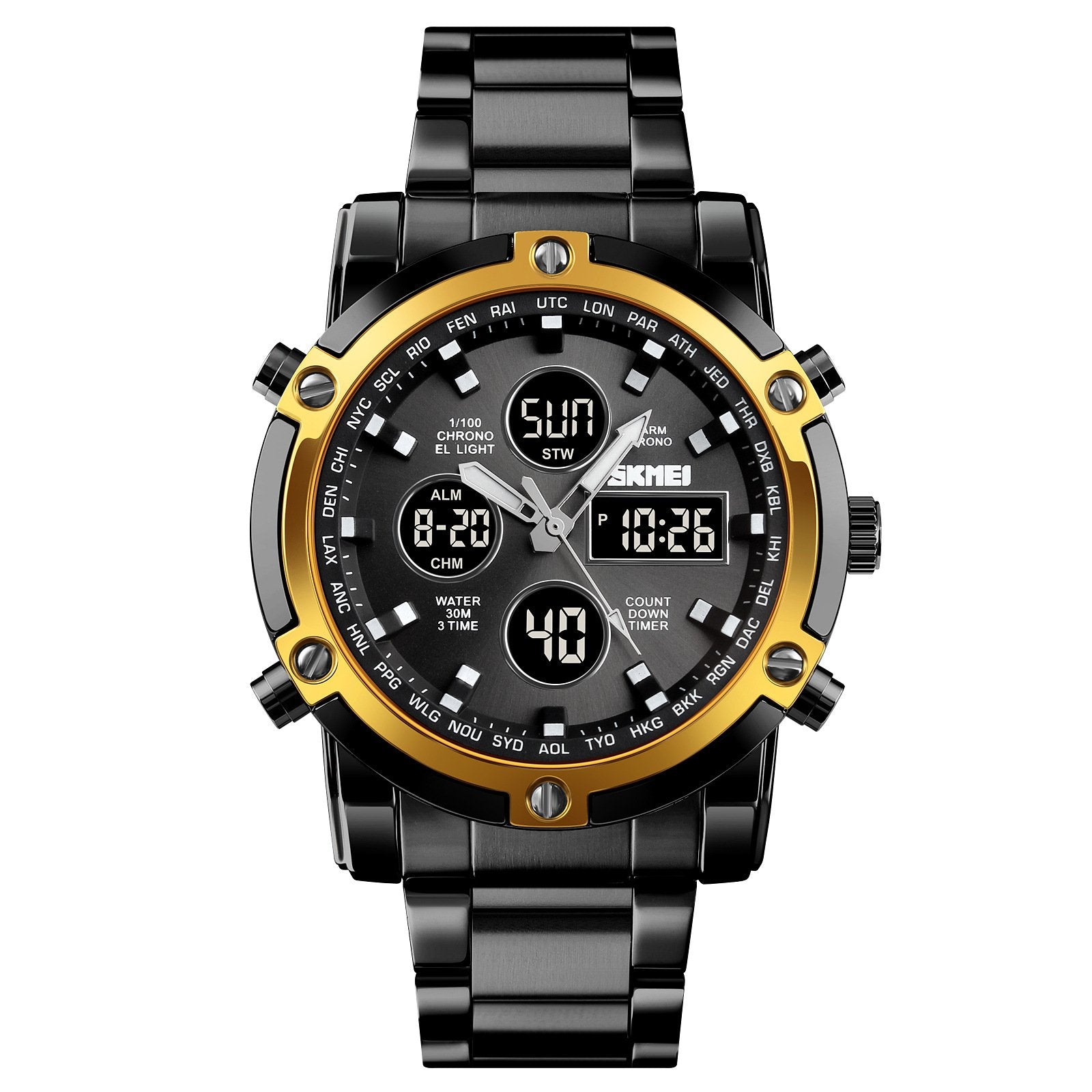Multifunctional Waterproof Electronic Dual-Movement Men's Wristwatch