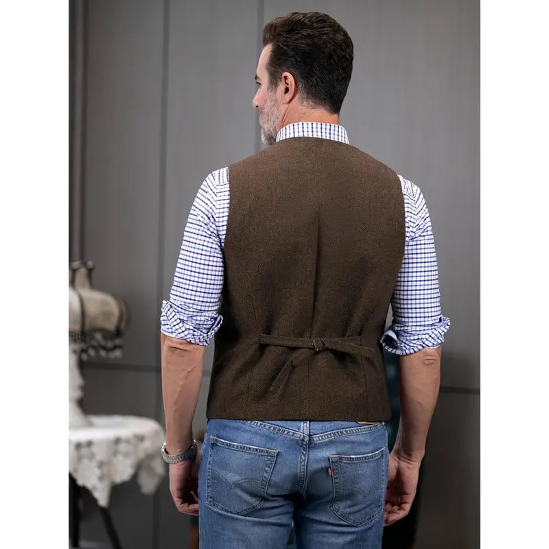 Men’s Vintage Tweed Wool Waistcoat Vest 👔✨ Retro Gentleman Style