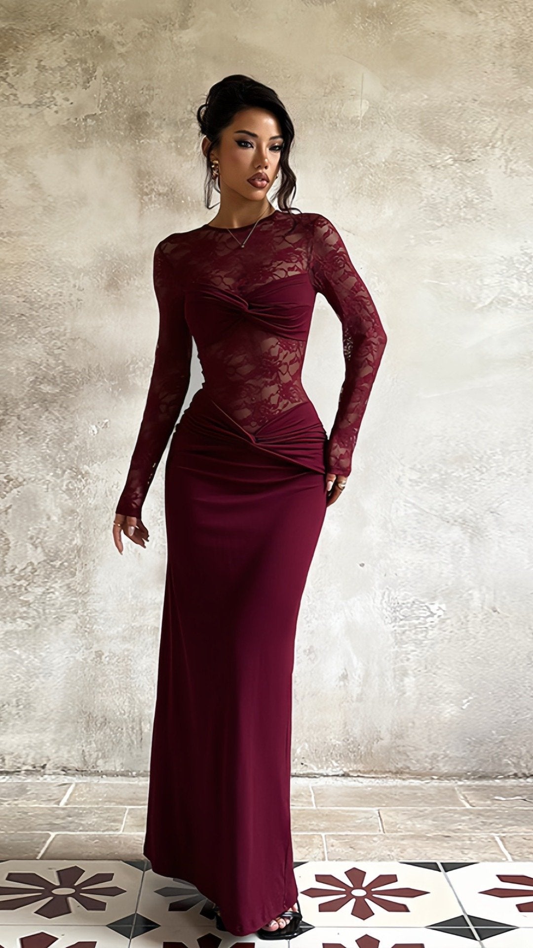 🌸 THE LACE SLIM FIT DRESS: LONG SLEEVES, DELICATE TEXTURE, EFFORTLESSLY ELEGANT FOR EVERY OCCASION 🌸