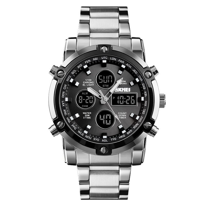 Multifunctional Waterproof Electronic Dual-Movement Men's Wristwatch
