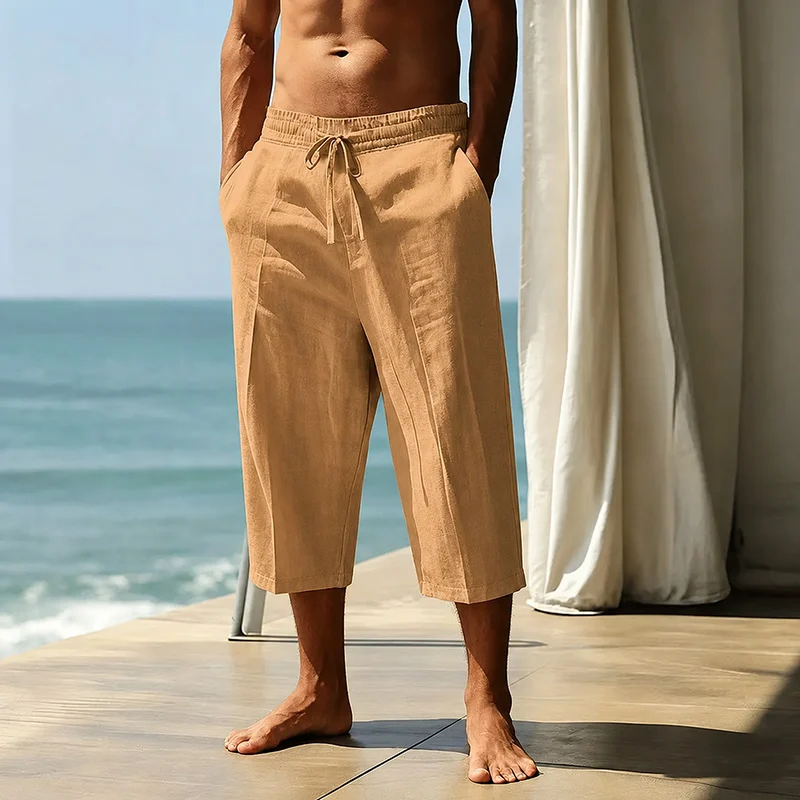 Men’s Breathable Tencel Trousers – Relaxed Fit, Mid-Length, Soft Drape, Ideal for Summer Casual---Buy 2 Get Extra 20% Off & Free Shipping!