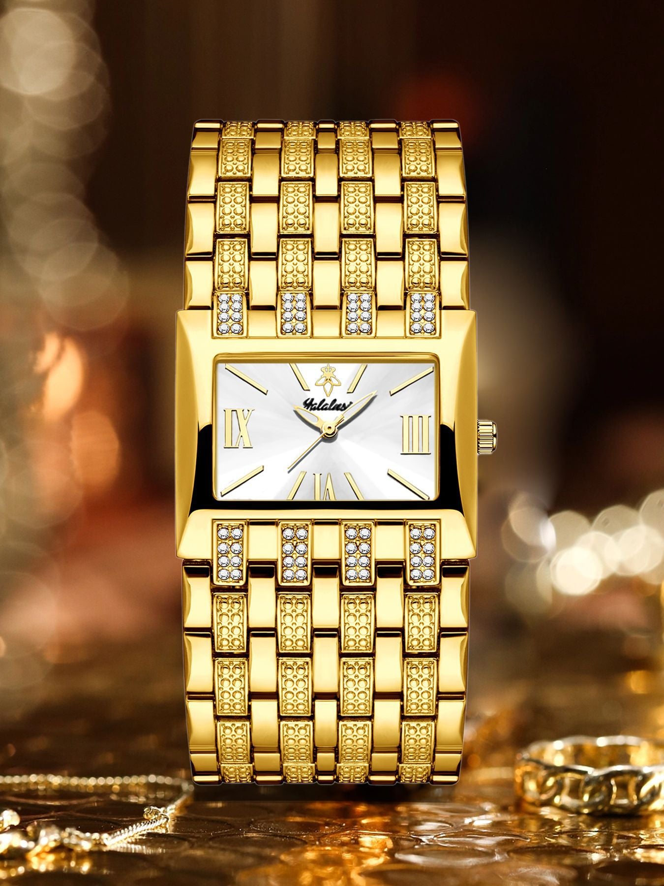 Luxury Diamond-Set Women's Watch with a Square Dial