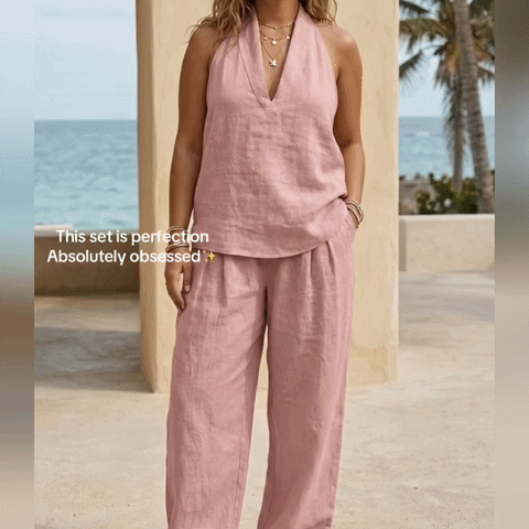 🌸 THE BOHO WANDERER SET: HALTER TOP + WIDE LEG PANTS — YOUR NEW HOLIDAY CONFIDENCE 🌸