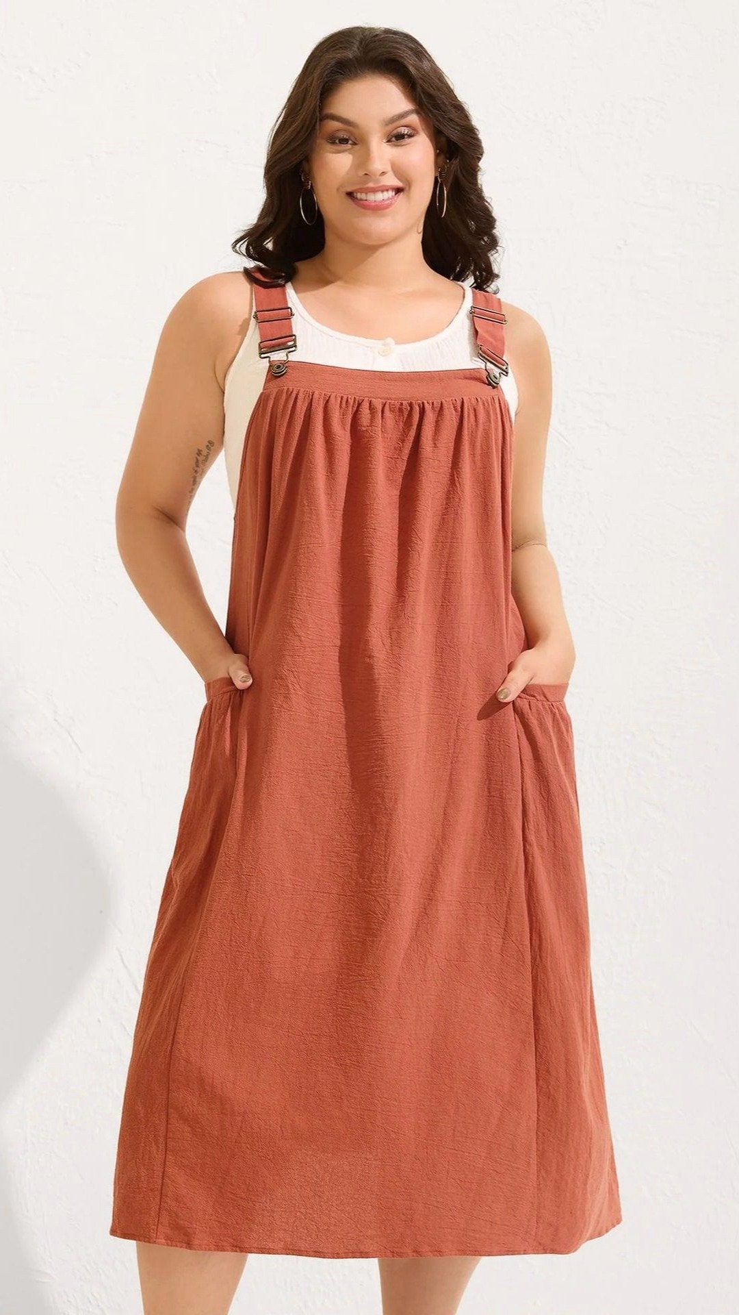 👗 THE POCKET PINAFORE DRESS: SQUARE NECK, ADJUSTABLE STRAPS, M-4XL — YOUR SUMMER LAYERING HERO 👗