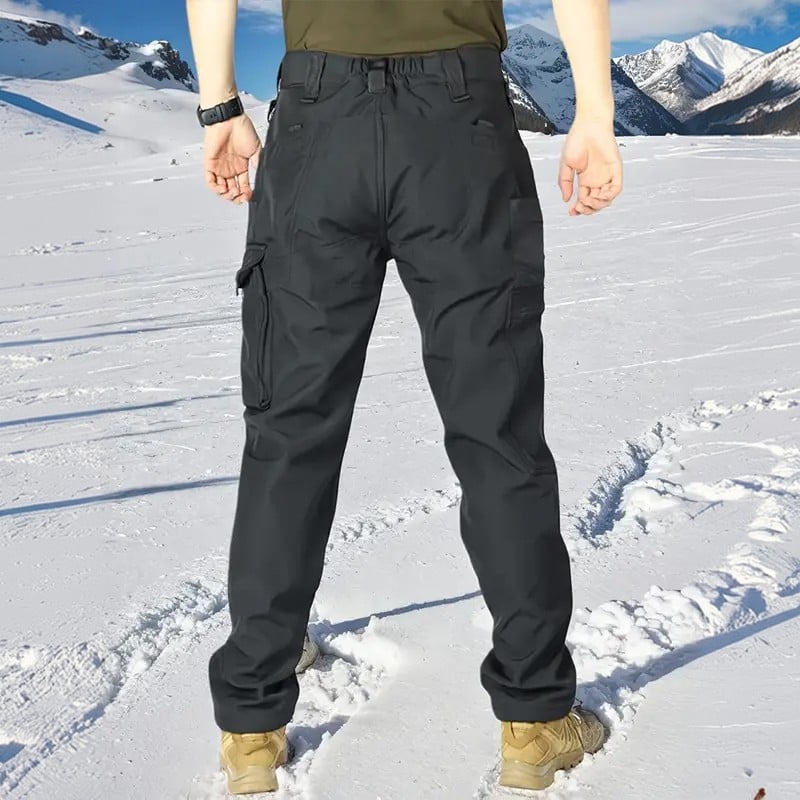 Men's Tactical Sport Pants - Windproof Fleece Lined Multi-Pocket Soft Shell Pants for Outdoor Activities