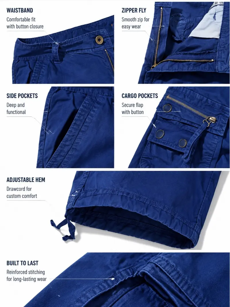 Men's Cargo Shorts | Relaxed Fit, Multi-Pocket, 100% Cotton, Outdoor Casual---Buy 2 Get 15% Off & Free Shipping!
