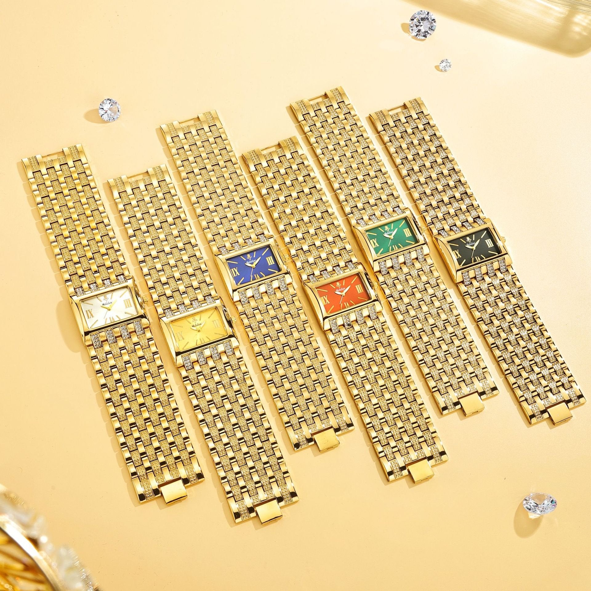 Luxury Diamond-Set Women's Watch with a Square Dial