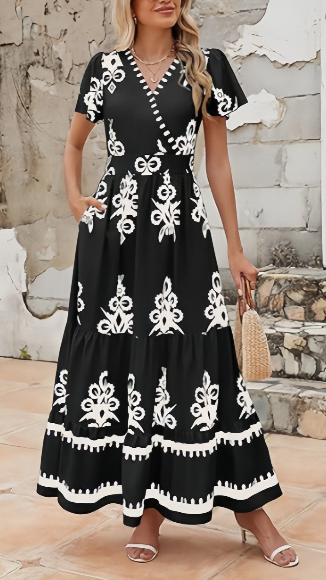 🌸 THE BELL SLEEVE BOHO MAXI: V-NECK, TIERED FLORALS, POCKETS — YOUR DREAM SUMMER DRESS HAS ARRIVED 🌸