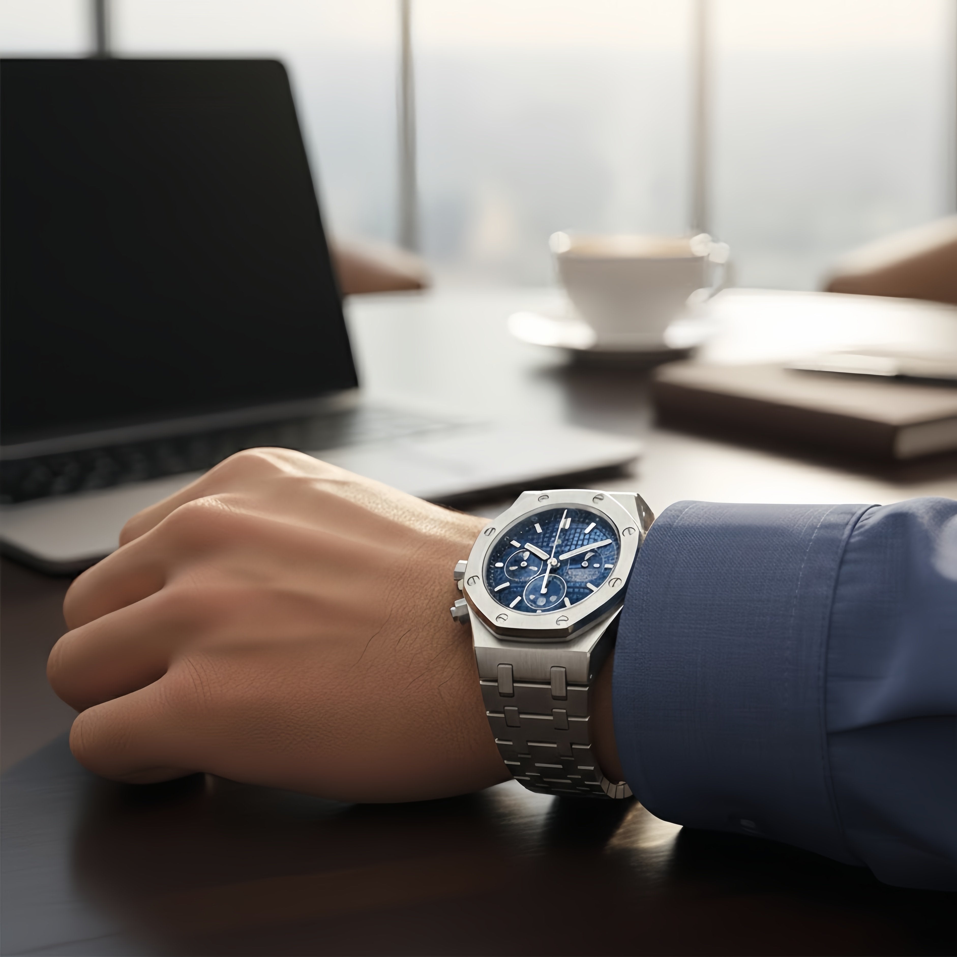 Classic Large Dial Luminous Steel Bracelet Quartz Six-Hand Date Watch