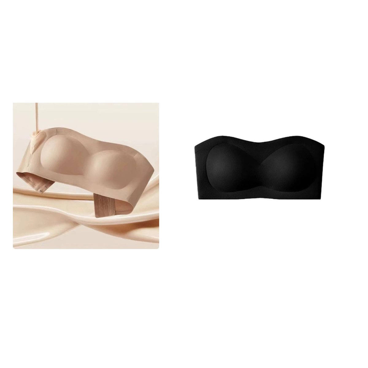 ⛱️💞Womens Strapless Bras Push Up Bandeau Bra Non Slip Wireless Supportive Padded Bras Seamless Comfortable Tube Jelly Bra