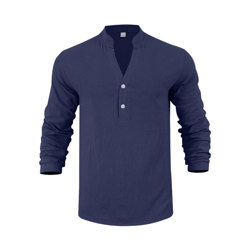 Spring & Autumn Casual Henley T-Shirt for Men