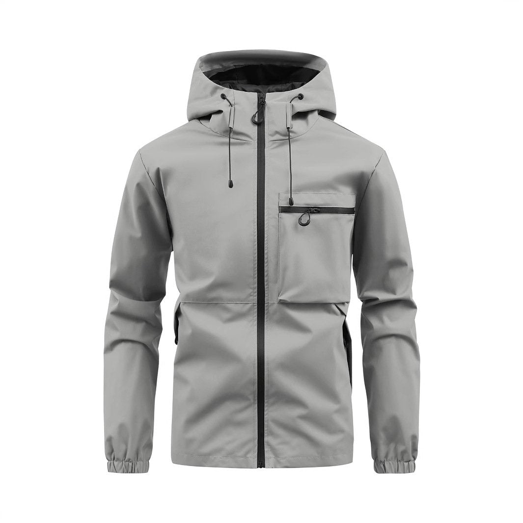 Men's Waterproof Hooded Jacket with Pockets 🌧️🧥 | Regular Fit Zip-Up for Spring & Fall 🍂☀️🍃