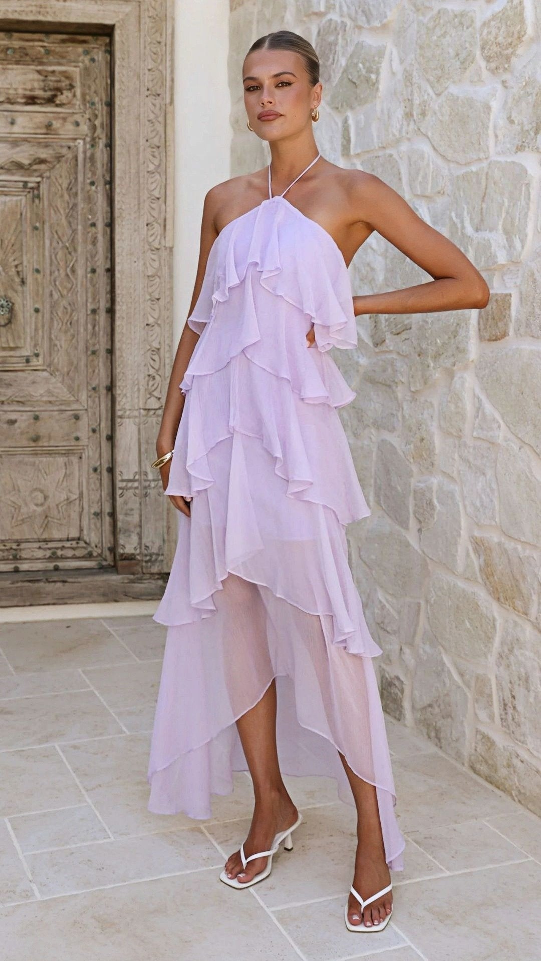 🌸 THE HALTER TIERED MAXI: CHIFFON, RUFFLES, A-LINE – YOUR DREAM WEDDING GUEST DRESS 🌸