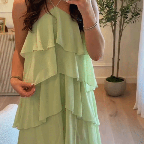 🌸 THE HALTER TIERED MAXI: CHIFFON, RUFFLES, A-LINE – YOUR DREAM WEDDING GUEST DRESS 🌸