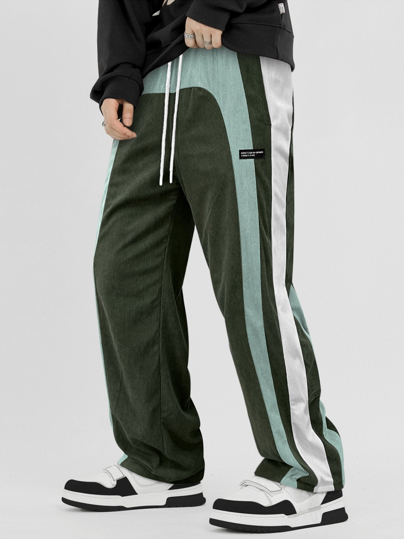 All-Season Men’s Casual Corduroy Pants: Comfortable Colorblock Straight Leg Design