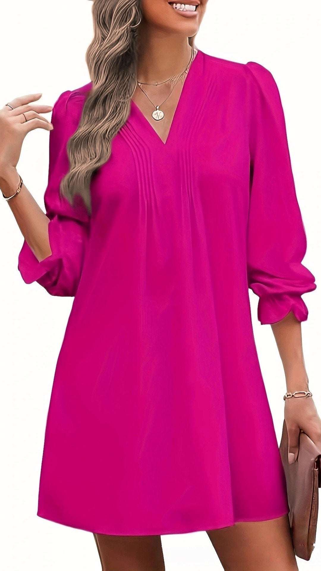 🌸 THE LANTERN RUFFLE DRESS: V-NECK, PLEATED SKIRT, BALLON SLEEVES — YOUR NEW SIGNATURE FOR EFFORTLESS ELEGANCE 🌸