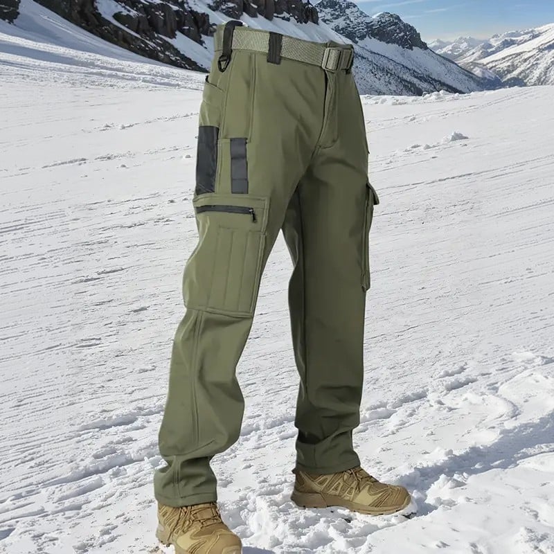 Men's Tactical Sport Pants - Windproof Fleece Lined Multi-Pocket Soft Shell Pants for Outdoor Activities