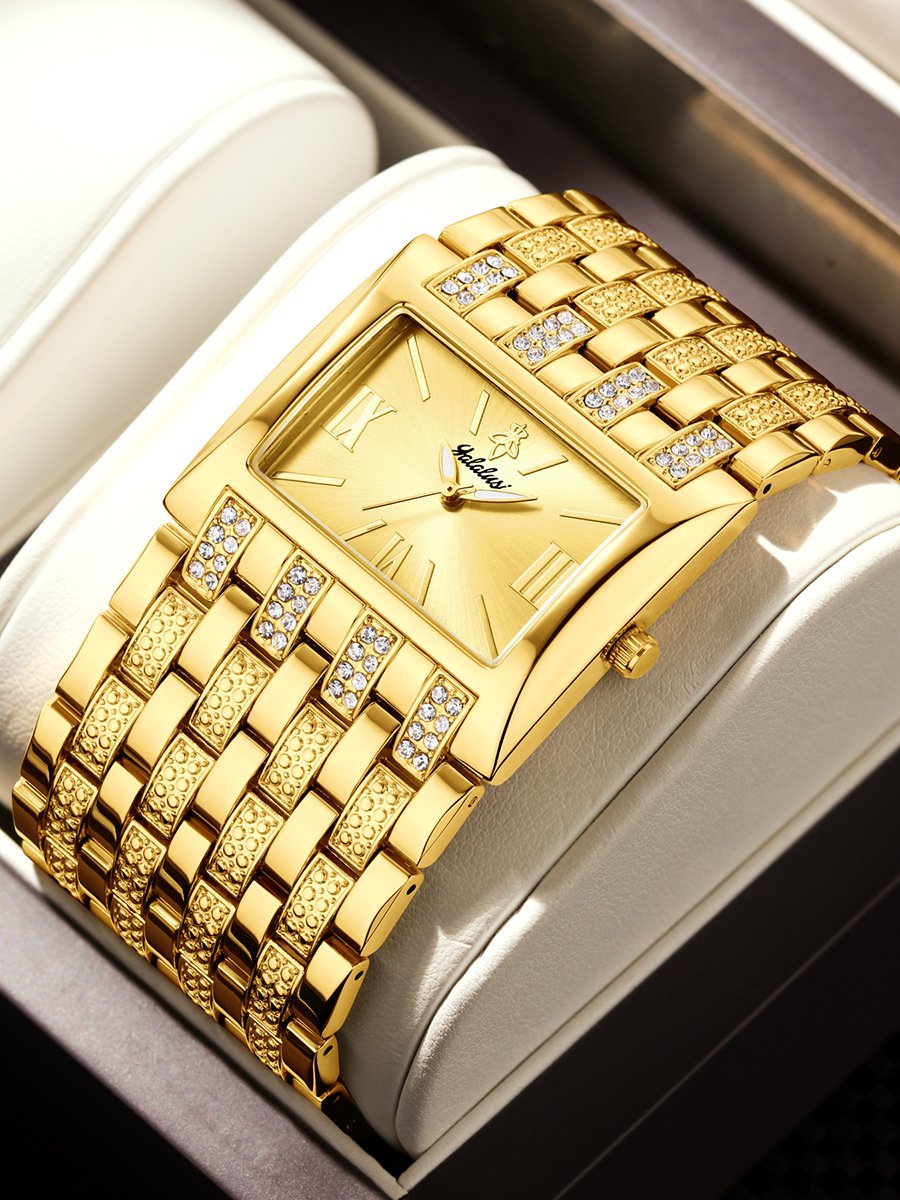 Luxury Diamond-Set Women's Watch with a Square Dial