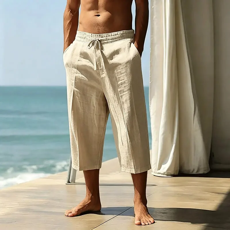 Men’s Breathable Tencel Trousers – Relaxed Fit, Mid-Length, Soft Drape, Ideal for Summer Casual---Buy 2 Get Extra 20% Off & Free Shipping!