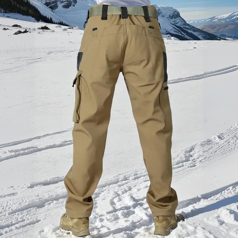 Men's Tactical Sport Pants - Windproof Fleece Lined Multi-Pocket Soft Shell Pants for Outdoor Activities
